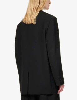 Acne Studios Juylie Single-breasted Woven Blazer 8 Acne Studios Juylie Single-breasted Woven Blazer -Selfridges Store R03969369 BLACK ALT03