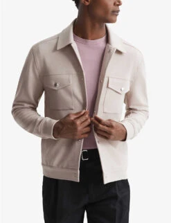 Reiss Jerry Flap-pocket Stretch-woven Overshirt -Selfridges Store R03978258 OATMEAL ALT02