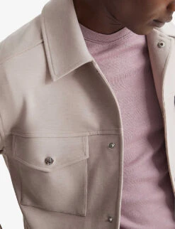 Reiss Jerry Flap-pocket Stretch-woven Overshirt -Selfridges Store R03978258 OATMEAL ALT04