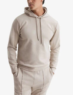 Reiss Fabien Long-sleeved Stretch-neoprene Hoody 7 Reiss Fabien Long-sleeved Stretch-neoprene Hoody -Selfridges Store R03978259 OATMEAL ALT02