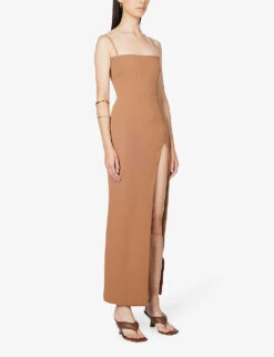 Jaida Square-neck Corseted Woven Maxi Dress -Selfridges Store R03980357 TOAST ALT02