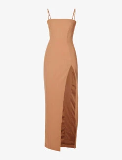 Jaida Square-neck Corseted Woven Maxi Dress