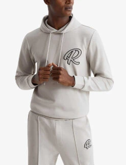 Reiss Fabien R Logo-embroidered Stretch-woven Hoody -Selfridges Store R03980731 OFFWHITE ALT02