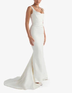 Emilie Cowl-neckline Satin Bridal Gown 7 Emilie Cowl-neckline Satin Bridal Gown -Selfridges Store R03983453 OFFWHITE ALT02