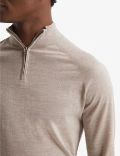 Reiss Sierra Funnel-neck Wool And Silk-blend Jumper -Selfridges Store R03988069 OATMEAL ALT04