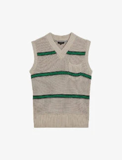 Ted Baker Bantham Striped V-neck Cotton-knit Vest