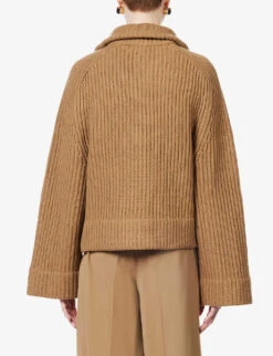 Joseph Zip-through Relaxed-fit Cotton-blend Cardigan -Selfridges Store R03996012 CAMEL ALT03