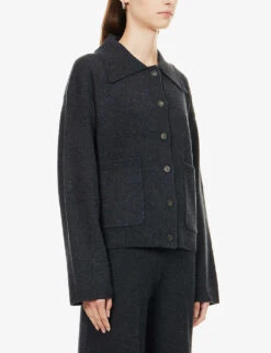 Joseph Collar Wool Cardigan -Selfridges Store R03996017 DARKGREY ALT02