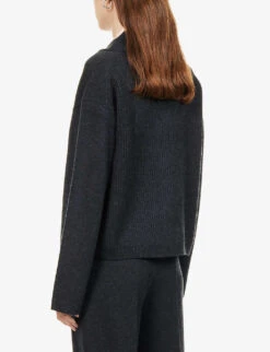 Joseph Collar Wool Cardigan -Selfridges Store R03996017 DARKGREY ALT03