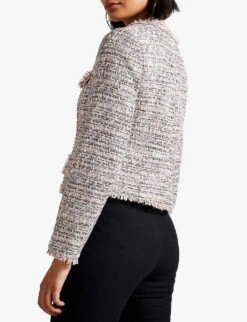Ted Baker Renata Tweed-effect Fray-detail Woven Boucle Jacket -Selfridges Store R03998433 LTPINK ALT03