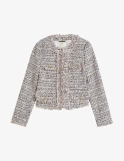 Ted Baker Renata Tweed-effect Fray-detail Woven Boucle Jacket