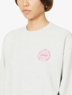 Sporty & Rich X Prince Logo-print Cotton-jersey Sweatshirt -Selfridges Store R04001488 HEATHERGRAYPINK ALT04