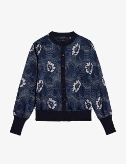 Ted Baker Ryviad Graphic Print Woven Cardigan