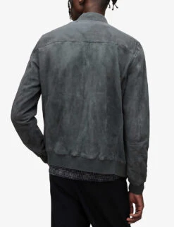 AllSaints Kemble Regular-fit Suede Bomber Jacket -Selfridges Store R04002402 SLATESTONEGRE ALT03