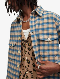 AllSaints Adria Oversized Checked Woven Shirt -Selfridges Store R04002974 PINK ALT04