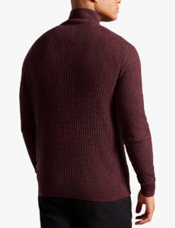 Ted Baker Martenn Half-zip Funnel-neck Cotton-blend Jumper -Selfridges Store R04003730 MAROON ALT03