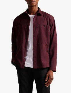 Ted Baker Harrington Regular-fit Stretch-woven Overshirt -Selfridges Store R04003738 MAROON ALT02