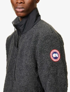 Canada Goose Kelowna Brand-patch Recycled Wool-blend Fleece Jacket -Selfridges Store R04003790 IRONGREY ALT04