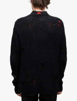 AllSaints Breaker Oversized Alpaca And Recycled Polyamide-blend Jumper -Selfridges Store R04005369 BLACK ALT03