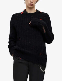 AllSaints Breaker Oversized Alpaca And Recycled Polyamide-blend Jumper -Selfridges Store R04005369 BLACK ALT04