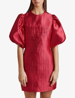 By Malina Cleo Metallic Woven Mini Dress -Selfridges Store R04005536 CHERRY ALT02