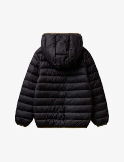 Benetton Logo-embroidered Quilted Shell Puffer Jacket 6-14 Years -Selfridges Store R04008190 BLACK ALT02