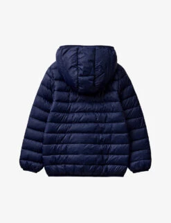 Benetton Logo-embroidered Quilted Shell Puffer Jacket 6-14 Years -Selfridges Store R04008191 NAVYBLUE ALT02