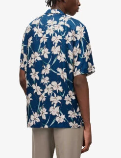 AllSaints Biarritz Floral-print Relaxed-fit Woven Shirt -Selfridges Store R04008776 INK ALT03