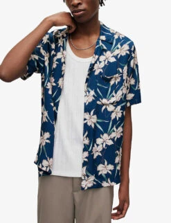AllSaints Biarritz Floral-print Relaxed-fit Woven Shirt -Selfridges Store R04008776 INK ALT04