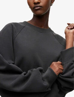 AllSaints Cygni Cut-out Organic-cotton Sweatshirt -Selfridges Store R04009262 WASHEDBLACK ALT04