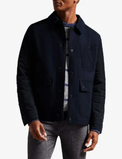 Ted Baker Raby Contrast Sleeve Wool-blend Jacket -Selfridges Store R04011148 NAVY ALT02