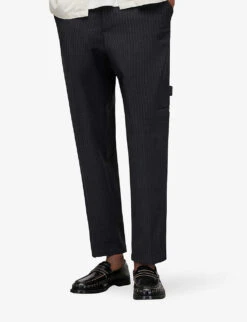 AllSaints Cairo Pinstripe Straight-leg Stretch Wool-blend Trousers -Selfridges Store R04011661 CHARCOAL ALT02