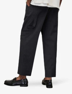 AllSaints Cairo Pinstripe Straight-leg Stretch Wool-blend Trousers -Selfridges Store R04011661 CHARCOAL ALT03