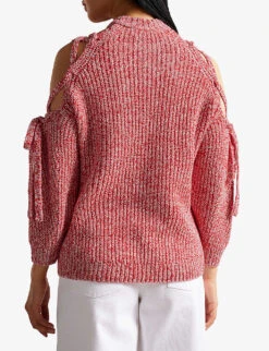 Ted Baker Merlina Cut-out Knitted Jumper -Selfridges Store R04047155 RED ALT03
