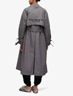 AllSaints Elltee Double-breasted Relaxed-fit Woven Trench 8 AllSaints Elltee Double-breasted Relaxed-fit Woven Trench -Selfridges Store R04049594 GREY ALT03