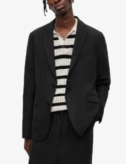 AllSaints Pace Single-breasted Notch-lapel Woven Blazer -Selfridges Store R04053523 BLACK ALT02