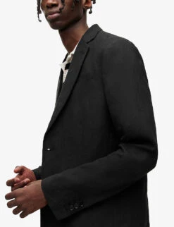 AllSaints Pace Single-breasted Notch-lapel Woven Blazer -Selfridges Store R04053523 BLACK ALT04