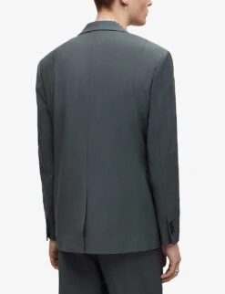 AllSaints Berto Peak-lapel Single-breasted Wool Blazer -Selfridges Store R04053524 SMOKEBLUE ALT03