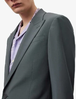 AllSaints Berto Peak-lapel Single-breasted Wool Blazer -Selfridges Store R04053524 SMOKEBLUE ALT04