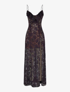 Malia Ruffle-trim Lace Maxi Dress