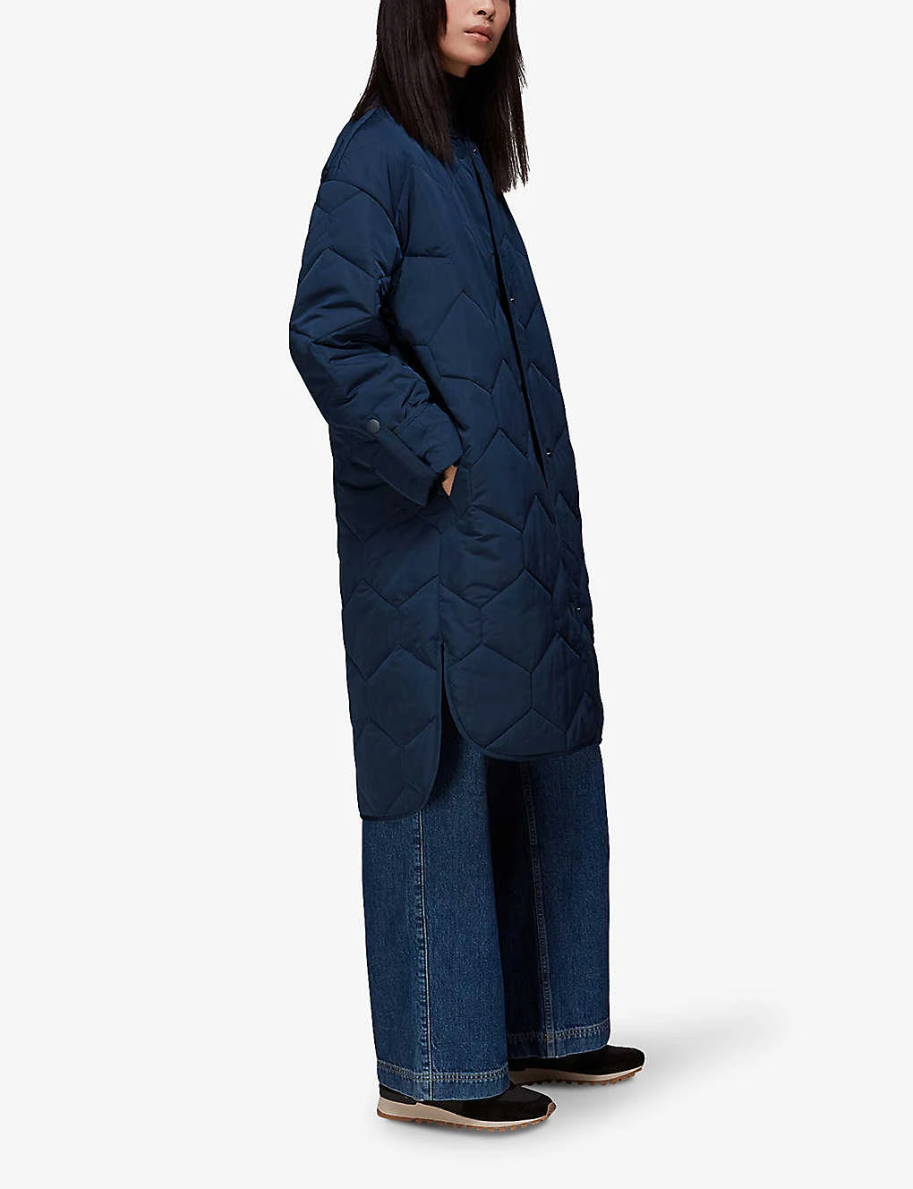 Whistles Longline Diamond-quilted Recycled-polyester Coat 2 Whistles Longline Diamond-quilted Recycled-polyester Coat - Image 2