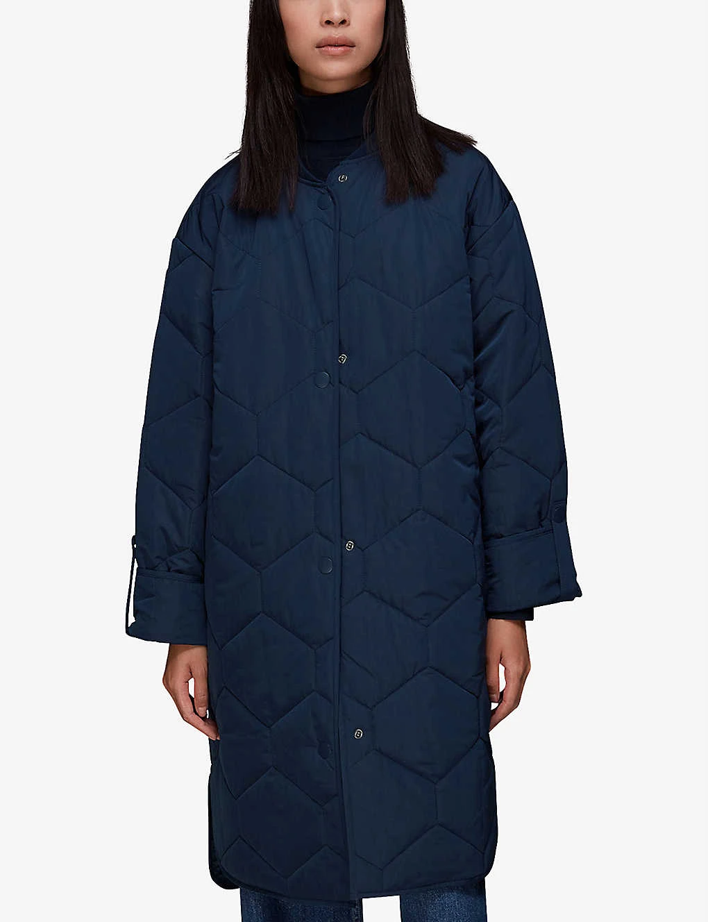 Whistles Longline Diamond-quilted Recycled-polyester Coat 3 Whistles Longline Diamond-quilted Recycled-polyester Coat - Image 3