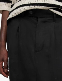 AllSaints Pace Cropped Slim-fit Woven Trousers -Selfridges Store R04058988 BLACK ALT04