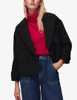 Whistles Oversized-collar Relaxed-fit Wool-blend Jacket -Selfridges Store R04061927 BLACK ALT02