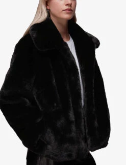 Whistles Drew Boxy-fit Faux-fur Coat -Selfridges Store R04064355 BLACK ALT02