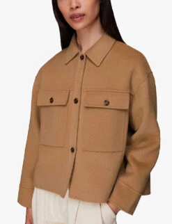 Whistles Hannah Boxy-fit Wool-blend Overshirt -Selfridges Store R04064358 TAN ALT02