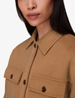 Whistles Hannah Boxy-fit Wool-blend Overshirt -Selfridges Store R04064358 TAN ALT04
