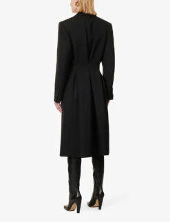 Bottega Veneta Double-breasted Padded-shoulder Regular-fit Wool Coat -Selfridges Store R04064595 BLACK ALT03