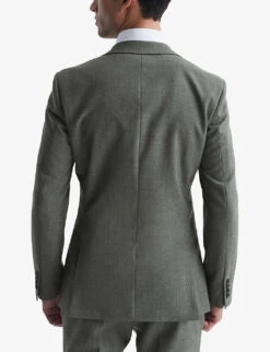 Reiss Firm Single-breasted Wool Blazer -Selfridges Store R04068008 GREEN ALT03