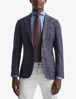 Reiss Belvedere Regular-fit Wool-blend Blazer 7 Reiss Belvedere Regular-fit Wool-blend Blazer -Selfridges Store R04068011 INDIGO ALT02